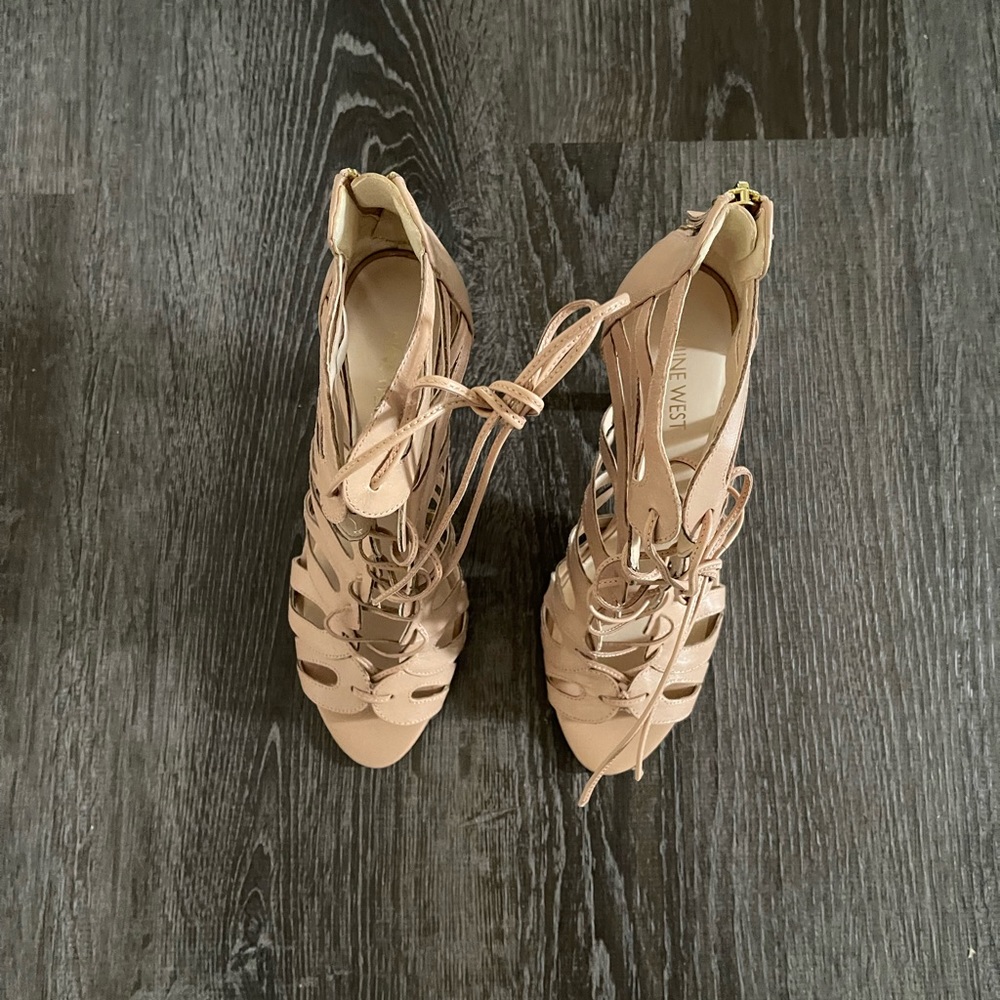 Beige Nine West caged heels - size 9